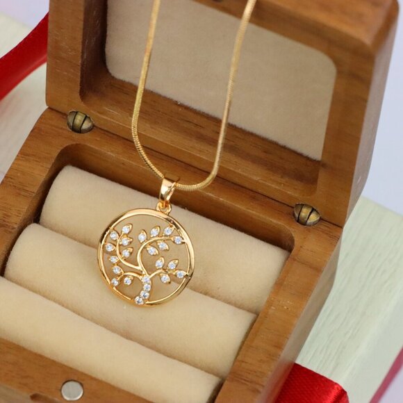 "Rose Gold Tree of Life Pendant with Sparkling Leaf Crystal Accents, XPPT1488 - Picture 9 of 13